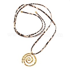 Женские ожерелья-шнурки из искусственной кожи с леопардовым принтом и спиральной подвеской из нержавеющей стали 304&nbsp;NJEW-K289-02G