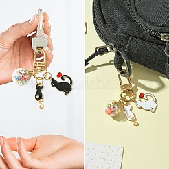 Украшение подвески из эмали из сплава кошки&nbsp;HJEW-YW00016-01