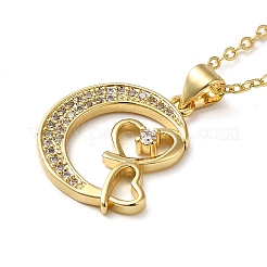 Золотое латунное колье с подвеской в виде полумесяца и стразами&nbsp;LS-NJEW-Z015-01C-G