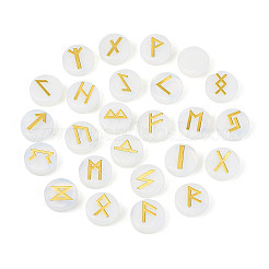 Латунь старший футарк алфавит выгравированный символ плоский круглый опалит рунические камни&nbsp;G-I373-01O