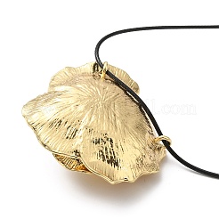 Ожерелье с подвеской в виде цветка розы из цинкового сплава с кожаными шнурами&nbsp;LS-NJEW-D044-01KCG