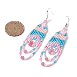 Утюг со стеклом и серьга-гвоздик из натурального белого нефрита&nbsp;EJEW-MZ00183