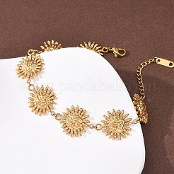 Текстурированные браслеты-цепочки Sun Link из нержавеющей стали 304 для женщин&nbsp;BJEW-K293-06C-G