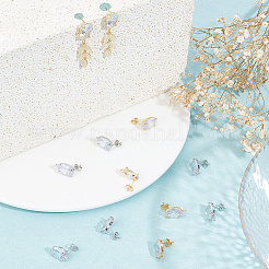 6 пара двухцветных сережек-гвоздиков с микропаве из прозрачного кубического циркония из латуни&nbsp;KK-HY0001-76