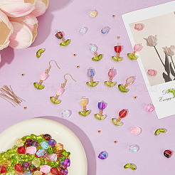 Наборы для изготовления лампворк-цветков тюльпанов и стеклянных подвесок&nbsp;DIY-AR0004-77