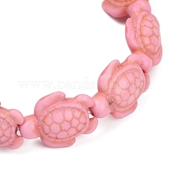 Черепаховые синтетические бирюзовые бусины эластичные браслеты для женщин&nbsp;BJEW-JB11691