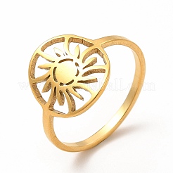 Кольцо-солнце из нержавеющей стали 201 для женщин&nbsp;RJEW-K239-09G