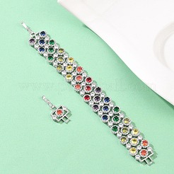 Теннисные браслеты из платиновой латуни с микропаве из кубических цирконий&nbsp;BJEW-B160-11P