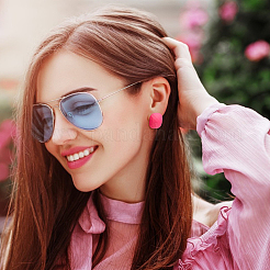 6 пара двухцветных текстурированных прямоугольных акриловых серег-гвоздиков со штифтами из нержавеющей стали 304 для женщин&nbsp;EJEW-AN0003-73