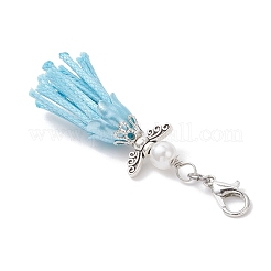 6 шт. подвеска в виде ангела из АБС-пластика с имитацией жемчуга и корейским вощеным полиэстеровым шнуром&nbsp;HJEW-JM03832-02