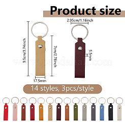 42 шт. 14-х цветные кожаные брелки с кольцами из платинового сплава&nbsp;KEYC-DC0001-30