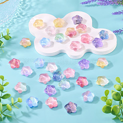 32 шт. двухцветные светящиеся прозрачные кабошоны из смолы в форме звезды&nbsp;RESI-TA0004-28