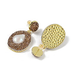 Серьги-гвоздики в виде капель из натурального жемчуга&nbsp;EJEW-P297-01G