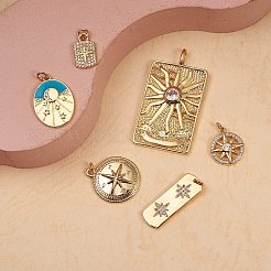 6шт 6 стиля латунные подвески с микропаве и кубическим цирконием&nbsp;KK-SZ0003-87