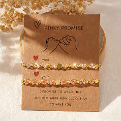 2 шт. Браслет из плетеных бусин из латуни и стекла для женщин&nbsp;IU7406-1