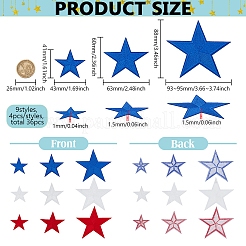 1 коробка звезд компьютерная вышивка полиэстер ткань термоприклеиваемые/пришивные нашивки&nbsp;AJEW-FG0004-97