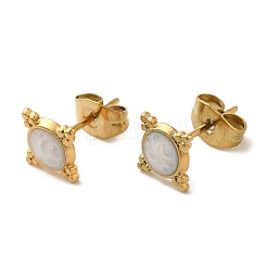 Квадратные серьги-гвоздики из нержавеющей стали 304 с ионным покрытием (IP)&nbsp;EJEW-C114-01G