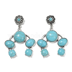 Серьги-гвоздики из сплава синтетической бирюзы&nbsp;LS-EJEW-U053-07AS