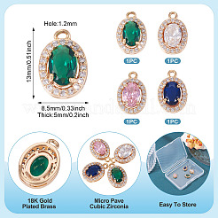 4 шт. 4 цвета латунные подвески с микропаве и кубическим цирконием&nbsp;KK-TA0002-58