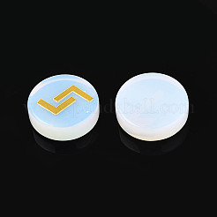 Латунь старший футарк алфавит выгравированный символ плоский круглый опалит рунические камни&nbsp;G-I373-01O