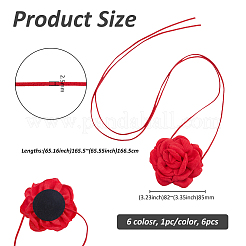 6 шт. 6-х цветный тканевый цветочный воротник-чокер ожерелье NJEW-FH0001-11