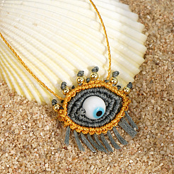 Плетеный шнур стеклянный глаз подвеска женские ожерелья&nbsp;EY5817
