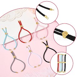 6шт 6-х цветные витые нейлоновые шнуры серебряные браслеты&nbsp;DIY-FS0008-93