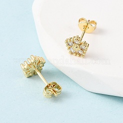 Серьги-гвоздики из латуни с микропаве и кубическим цирконием&nbsp;LS-EJEW-H174-01C-G