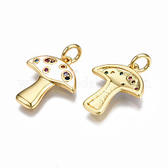 Подвески из латуни с микропаве из кубического циркония и эмали на осеннюю тематику&nbsp;ZIRC-Q200-023F-NF