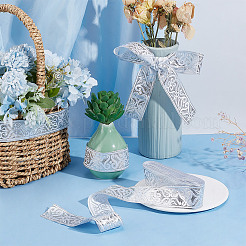 Жаккардовая цветочная лента из полиэстера длиной 7.5 ярд.&nbsp;OCOR-WH0088-84D