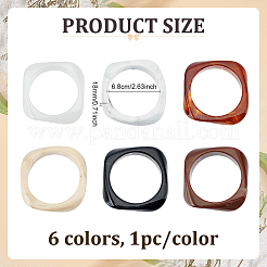 6шт 6-х цветные акриловые браслеты для женщин&nbsp;BJEW-ME0001-03B