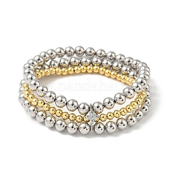 Браслеты из латуни с микропаве из круглых бусин кубического циркония для женщин BJEW-B148-02B-PG