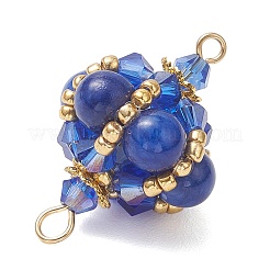 Подвески-фонарики из натурального окрашенного желтого нефрита круглой формы и стеклянных бусин&nbsp;PALLOY-MZ01176-04