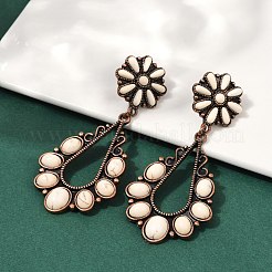 Серьги-гвоздики из сплава синтетической бирюзы&nbsp;EJEW-U053-12R