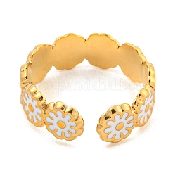 Кольцо-манжета daisy 304 из нержавеющей стали с эмалью для женщин&nbsp;RJEW-Z041-02G-03