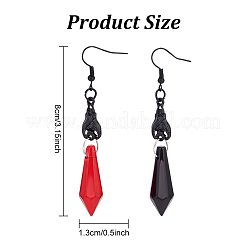 2 пара двухцветных стеклянных сережек в форме черепа с пулей&nbsp;EJEW-AN0002-54