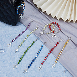 Сменные ползунки на молнии из плоского сплава и АБС-пластика с имитацией жемчуга и бисером&nbsp;HJEW-FH00031