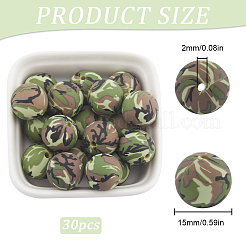 30 шт. круглые силиконовые бусины с камуфляжным рисунком&nbsp;SIL-SC0002-03A