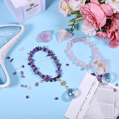 2 шт. 2 стиля подвеска с натуральным розовым кварцем и аметистовым кристаллом&nbsp;HJEW-CA00062