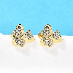 Серьги-кольца из латуни с клевером&nbsp;EJEW-S256-05G