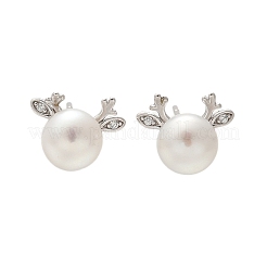 925 серьги-гвоздики из стерлингового серебра с микропаве из прозрачных кубических цирконий для женщин&nbsp;EJEW-K303-02A-P