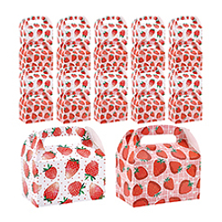 12 шт. 2-х цветные складные коробки для конфет с ручкой из бумаги с принтом клубники&nbsp;CON-WH0085-164