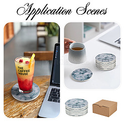 6 шт. круглая подставка из мрамора и пробки&nbsp;AJEW-TA0816-005