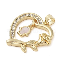 Латунные микропаве прозрачные подвески с фианитом&nbsp;KK-I712-57G-C