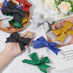 12 шт. 6-х цветный полиэстеровый бант-подвеска&nbsp;HJEW-PH01954