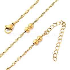 Ожерелья из двойной круглой веревочной цепи из нержавеющей стали 304&nbsp;NJEW-C073-03G