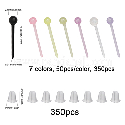 350 шт. 7-х цветные пластиковые серьги-гвоздики с маленькими шариками и гайками для женщин&nbsp;EJEW-CA0001-04