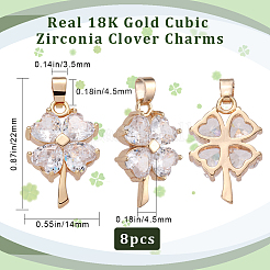 8шт латунные подвески из кубического циркония&nbsp;KK-BBC0008-36