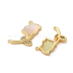 Подвески-коннекторы из латуни с микропаве из прозрачного кубического циркония в виде розы&nbsp;KK-U070-11G