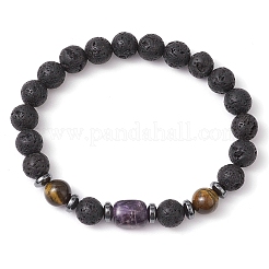 Браслеты из натуральных бусин из лавы для женщин и мужчин&nbsp;BJEW-JB11323